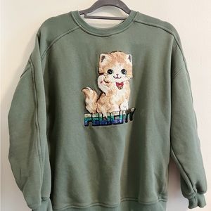 Dark green kitty hoodie sweatshirt